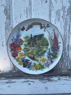 1988 Vintage English Country Garden Decorative Plate Reco Collectible Home Decor